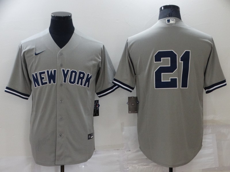 Men's Grey New York Yankees #21 Paul O'Neill Stitched Baseball Jersey